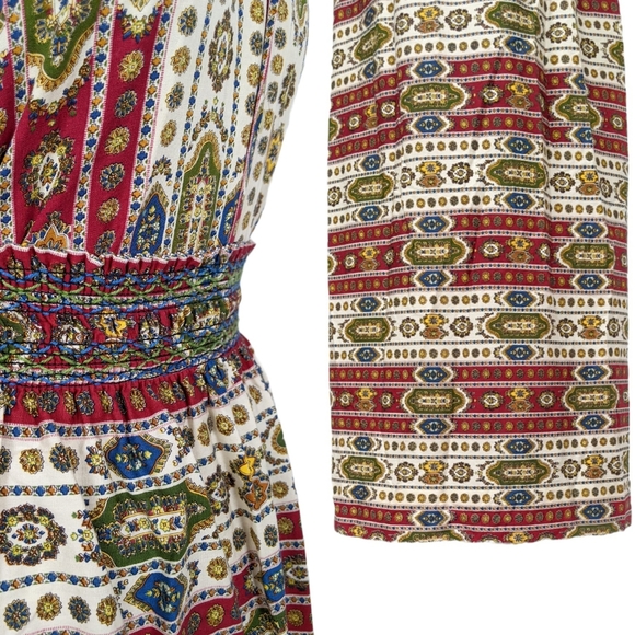 1960s Vintage Hippie Blouse & Skirt Set 1970s Dress Lot Psychedelic Rainbow XS - Picture 4 of 6